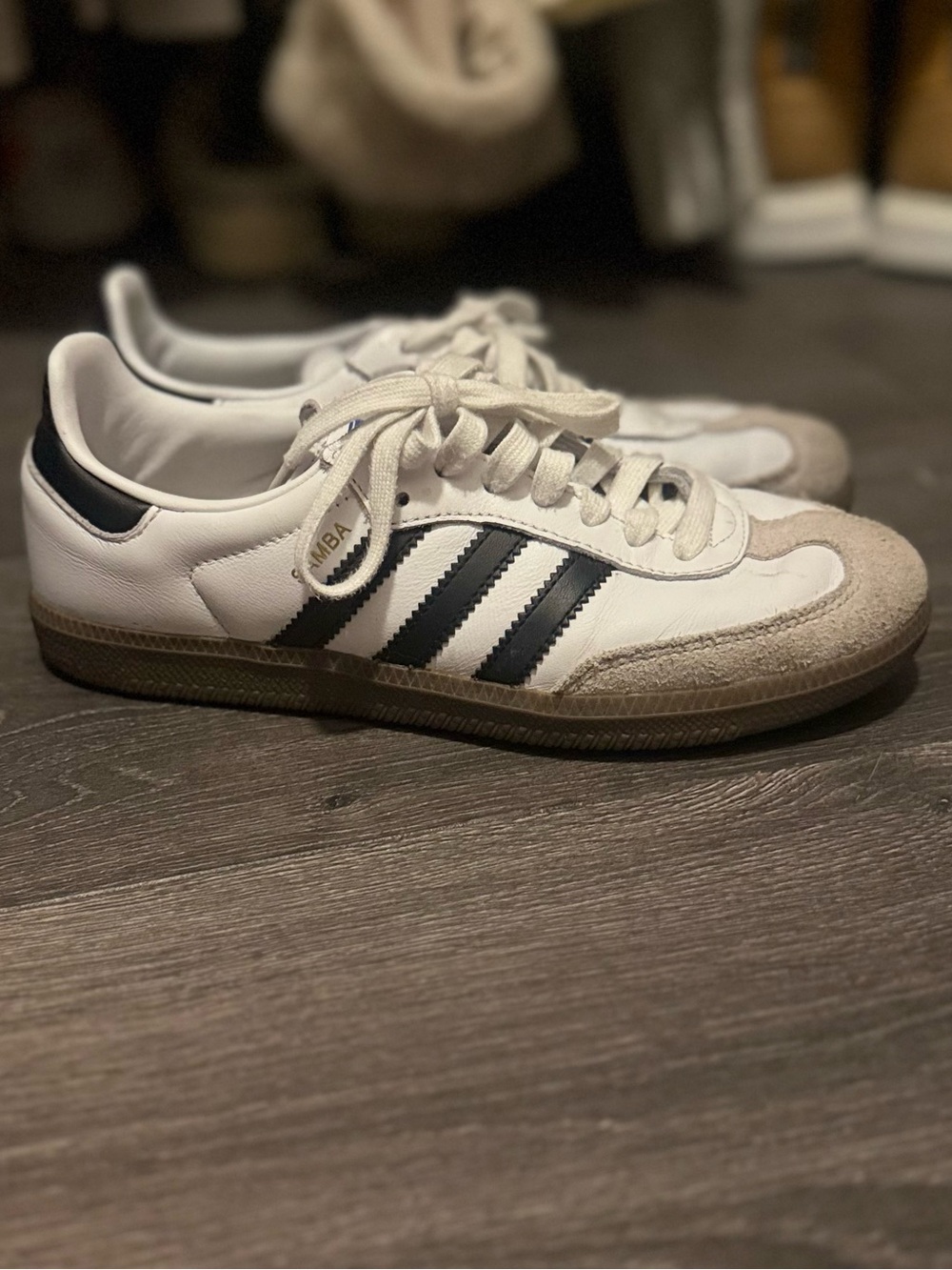adidas White & Navy Samba Retro Sneakers